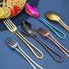 4Pcs/1Set Novelty Dinnerware Tableware Set 304 Stainless Steel Reusable Travel Cutlery Spoon Fork Knife Camping Utensils