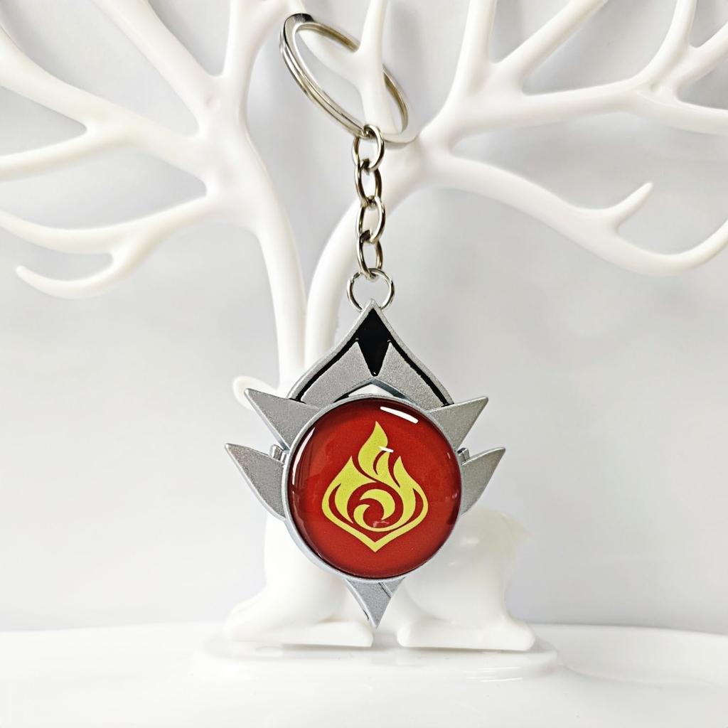 Genshin Impact Snezhnaya Feuerelement Gottauge Moe Schule Kultureller Schlüssel Mobiles Foto Souvenir [Sizuuenn] Schlüsselanhänger, Leuchtend, Cosplay, Merchandise,