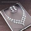 2022 Bridal Rhinestone Necklace & Earrings Set - Korean Wedding Hair & Dress Accessories