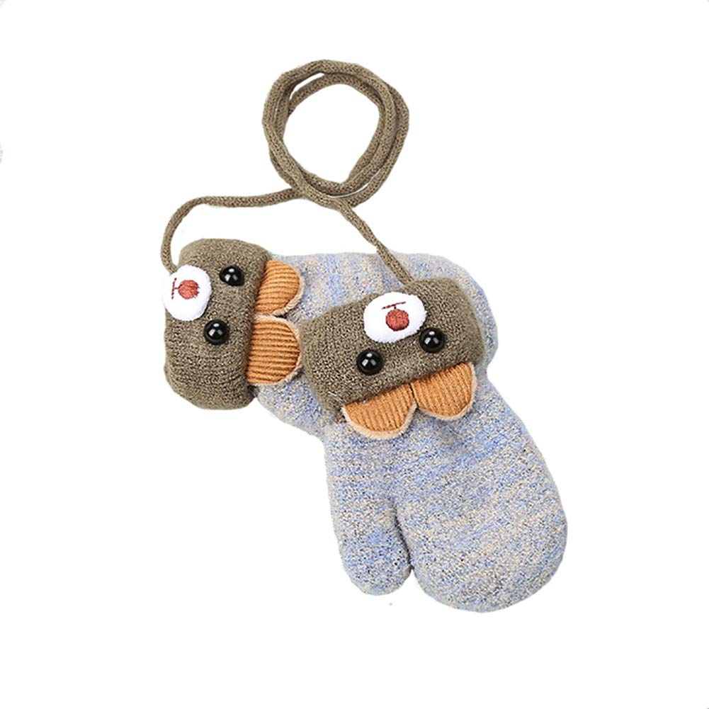 Knit Thick Bear Warm with Perfect for Outdoor Snow and Cute for Toddlers Ages Unisex [eipatu] Kids' Mittens, Design, Fleece-Lined Drawstring,