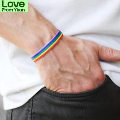 Ins Woven Rainbow Náramky Lgbt Lesbičky Gayové Bisexuálové Pletené Náramky Pro ženy Muži Pár Módní Šperky Dárek