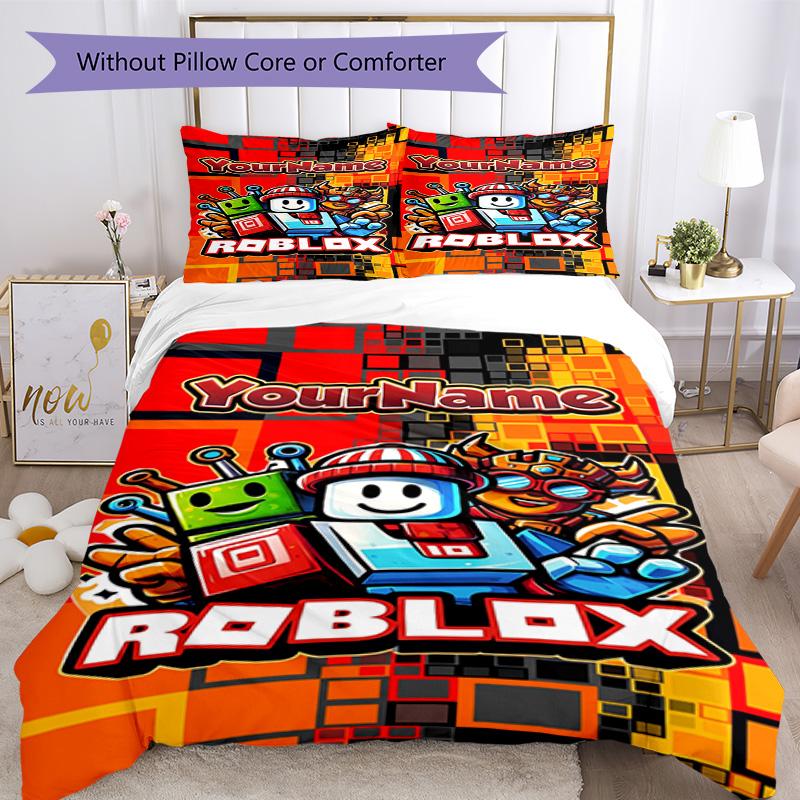 Roblox 130 Customize Your Name Bedding Set Breathable Duvet Cover with Pillowcases Home Decoration Birthday Gift