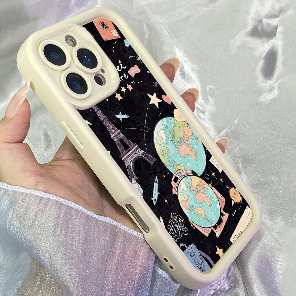 JT302 Kawaii Travel Sticker Collection for iPhone 17 16 15 14 13 Pro Max Samsung S26 S25 Ultra A17 A16 A07 A56 Xiaomi 15T Redmi 15c Note 14 Soft Case