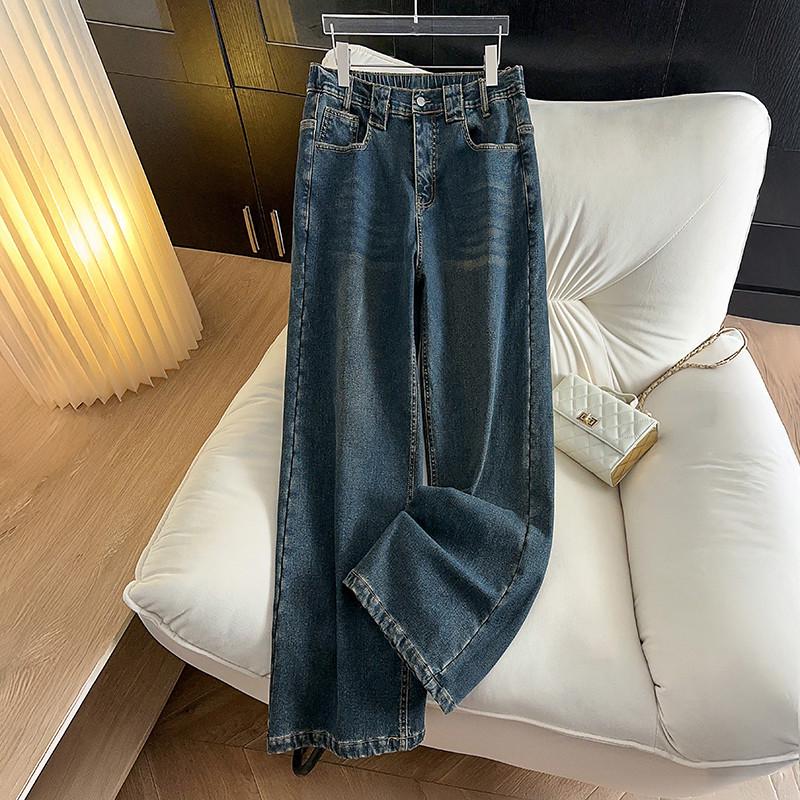 Plus Size Women's High Waist Slimming Casual Loose Velvet Thick Jeans 200-300 Jin.