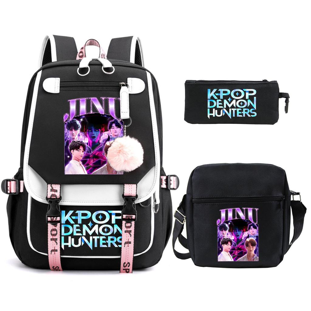Demon Hunters Peripheral Printing Children's Fashion Backpack Cross-border Large Capacity Primary and Secondary School Student Leisure School Bag Set