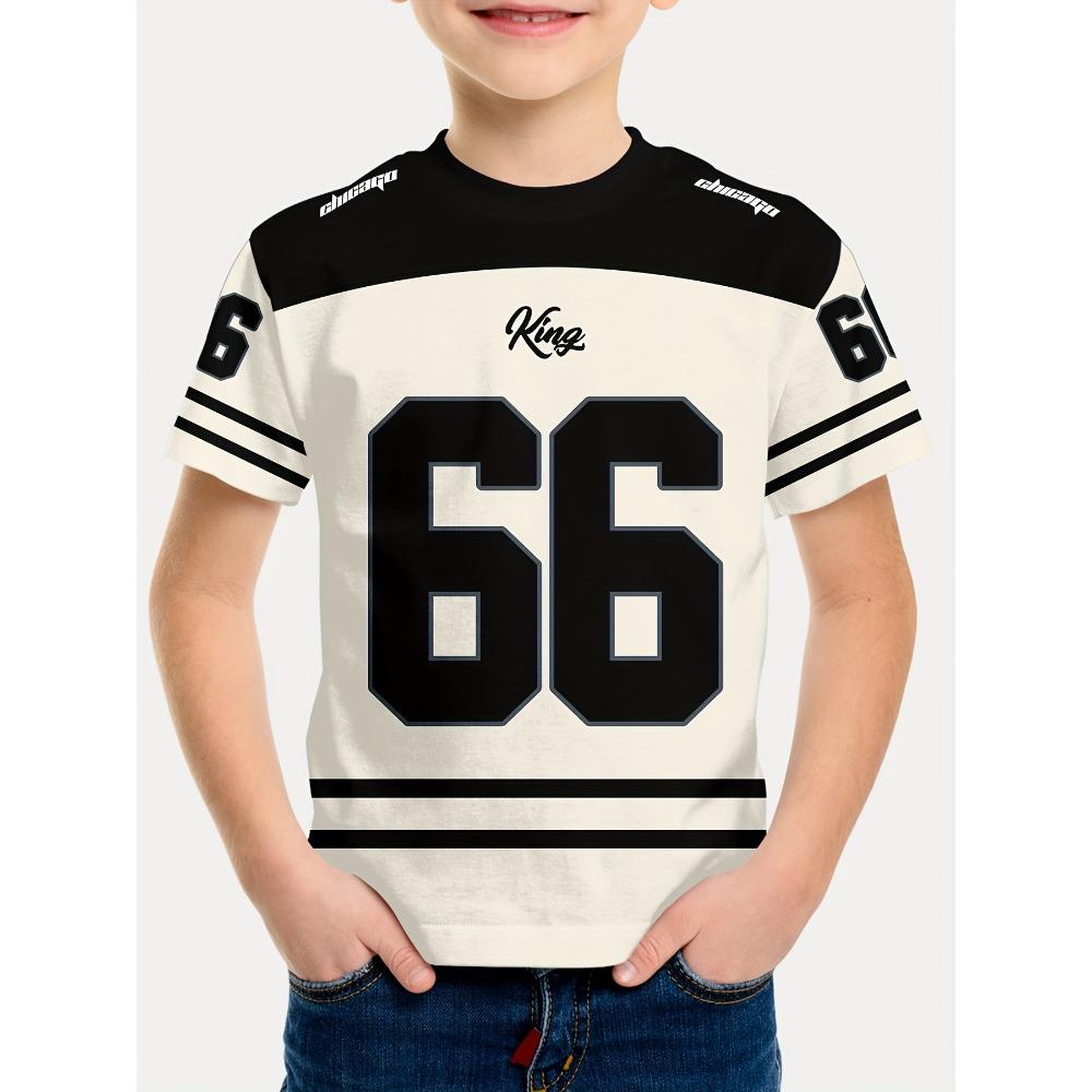 Boy s 3D digital 66 printed T-shirt, casual round neck 150