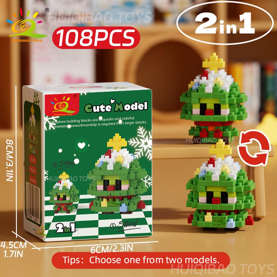 Non-Toxic Mini Christmas Santa Claus Micro Model Building Blocks Diy Tree Elk Snowman Set Bricks Toys For Children New Year Gift