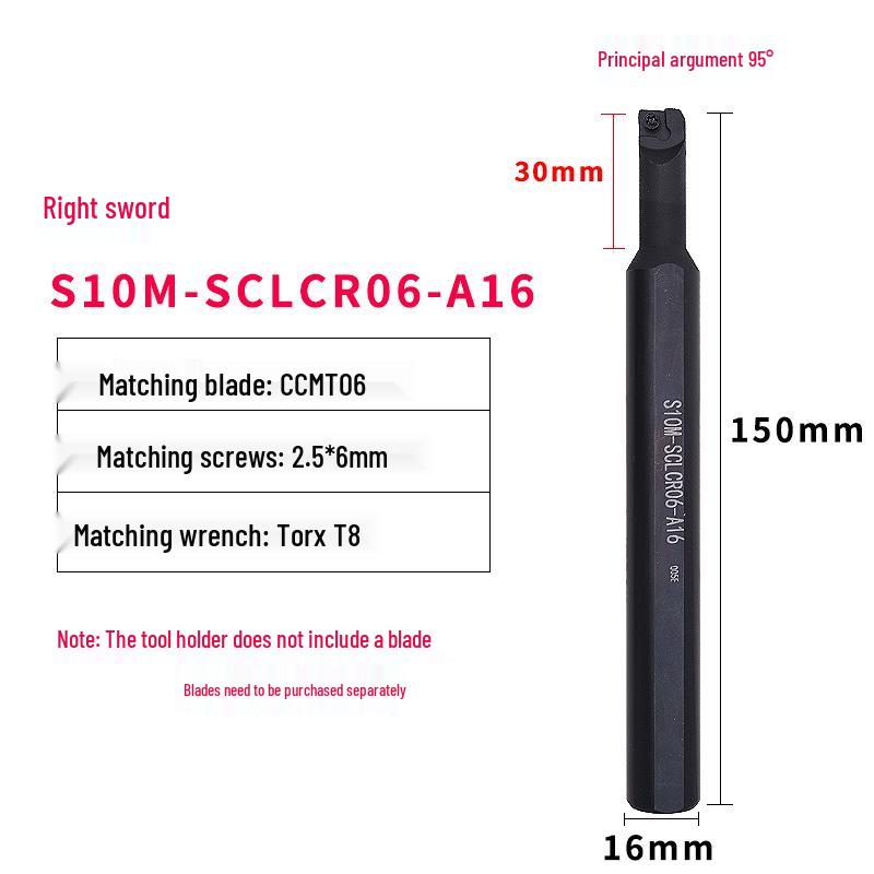 Boring Bar CNC Tool Holder with Large Handle and Small Head S07K/S08K/S10K/S12M-SCLCR/L06-A16