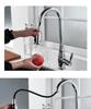 Elegant European-Style Brass Kitchen Faucet with Pull-Out Sprayer for Hot and Cold Water