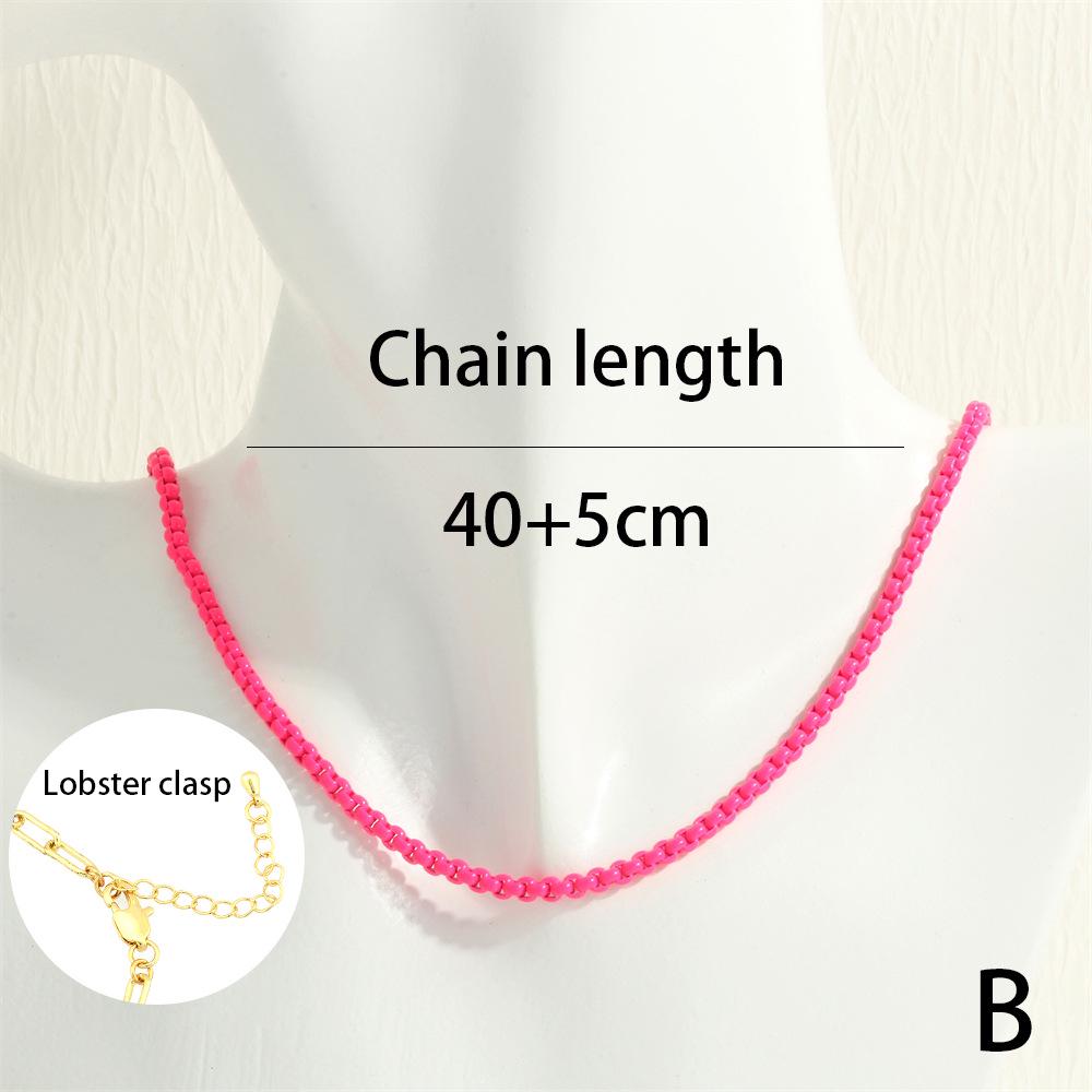 

Colorful Spray Paint Copper Chain Necklace - Trendy European & American Street Beach Style, Niche Layered Design.