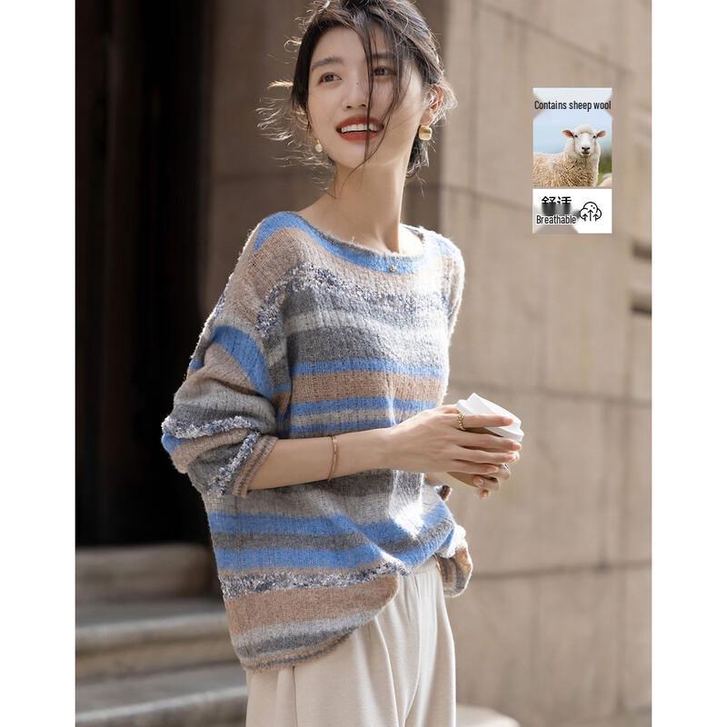 

Женский полосатый свитер Demana из смесовой шерсти с цветными блоками M