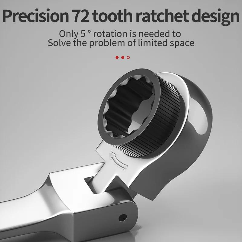 72-tooth ratchet combination wrench - plum open end wrench, 180° rotation, chrome vanadium steel, professional maintenance tool