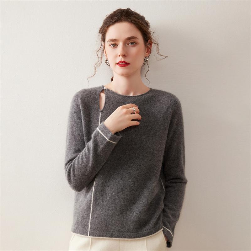 Women's Korean Style Cashmere Single-Button Pullover - Autumn/Winter Fashionable Knit Base Layer Sweater