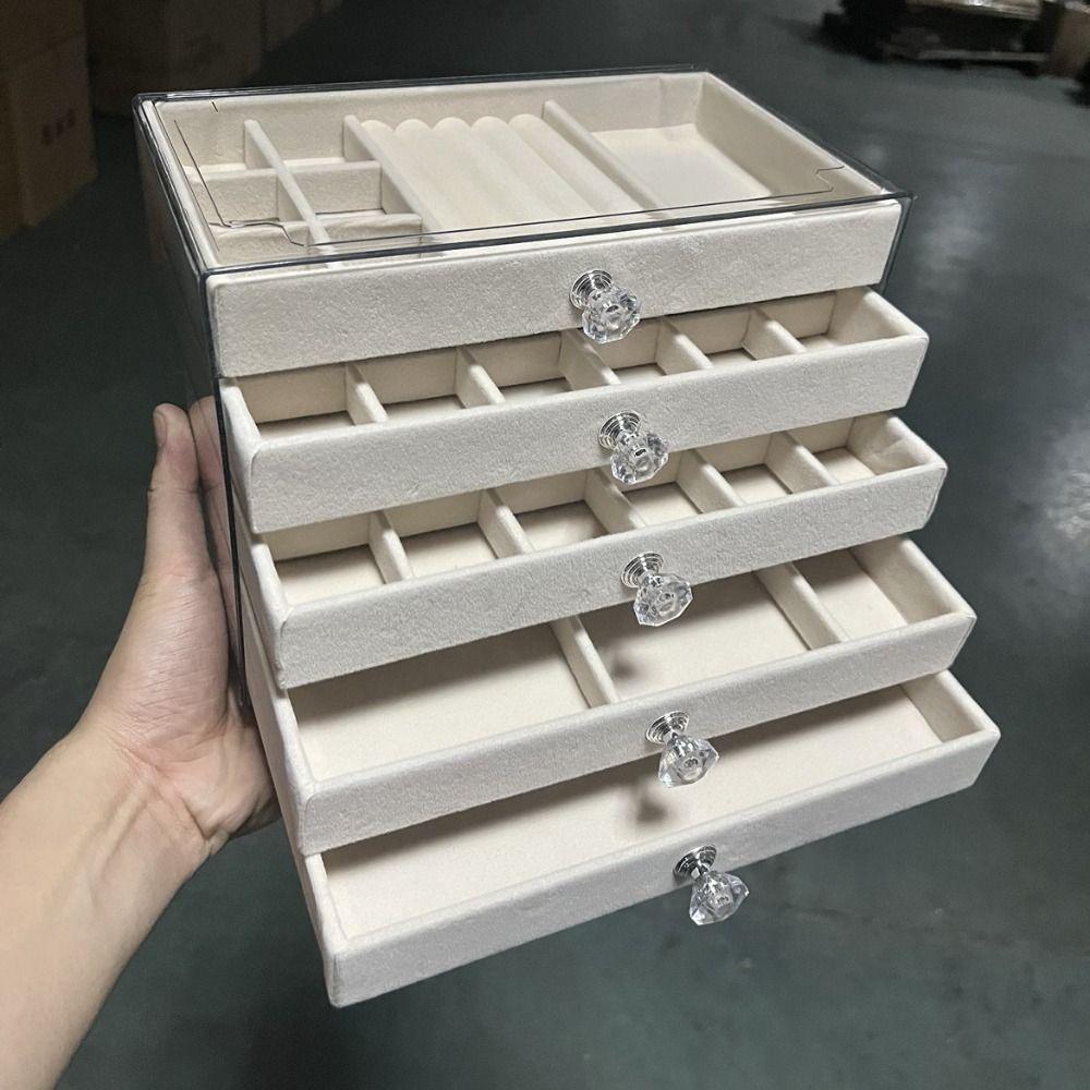 Transparent Drawer Storage Holder Large Capacity Jewelry Organizer Velvet Jewelry Box  Home Storage