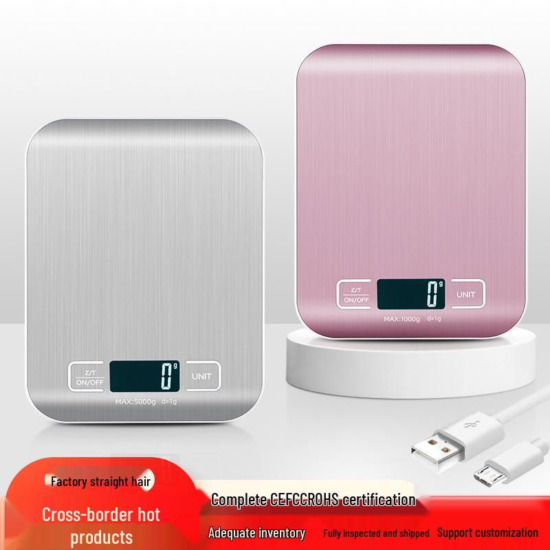 

Smart Kitchen Scale: Portable Electronic Gram Scale for Tea, Baking, and Nutrition Rechargeable Metal White 5kg/1g