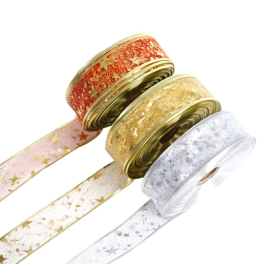 Meter Impressive 2 Gold Foil Ribbon For Unique Christmas Decorations Tree