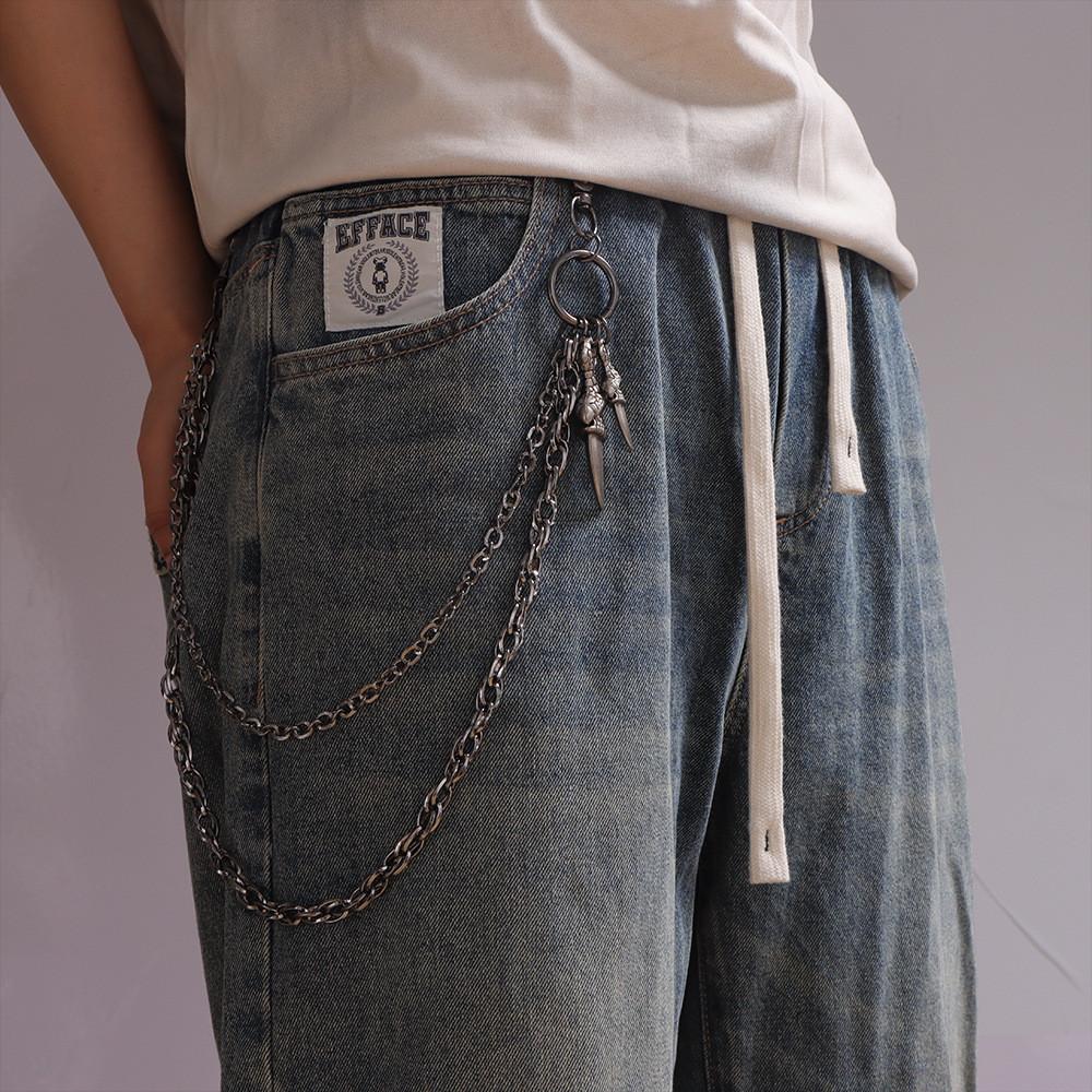 Hip Hop Double Layer Gun Black Metal Belt Chain With Large Eagle Claw Pendant For Men And Women