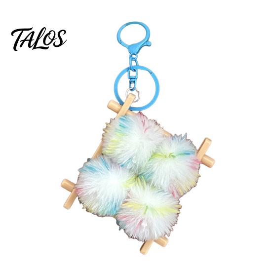 Soft Fermented Bean Curd Pendant Plush Keychain, Fluffy Doufu Bag Charm with Keyring, Backpack Handbag Purse Decoration Accessories