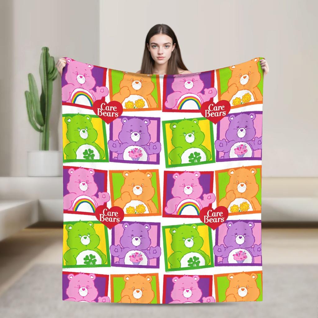Pile Collage Of Care Bears And Cousins Blanket Flannel  Soft Throw Blankets for Outdoor Travel Bedspread