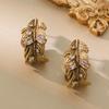 Medieval Vintage Niche Design Fashionable High-End Stud Earrings Brass Material Inlaid With Colored Zircon Autumn And Winter Retro