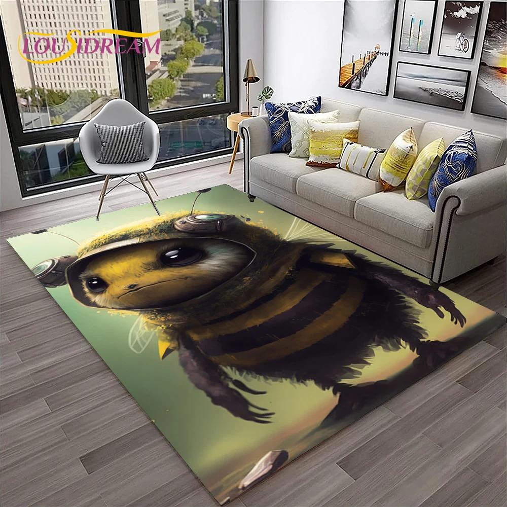 Insect 3D Cartoon Bee Cute HoneyBee Carpet Rug for Home Living Room Bedroom Sofa Doormat Decor,kids Area Rug Non-slip Floor Mat