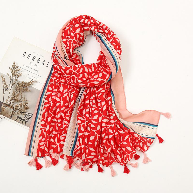Fashion Luxury Ink Painting Floral Tassel Viscose Shawl Scarf Lady High Quality Wrap Pashmina Stole Bufandas Muslim Hijab