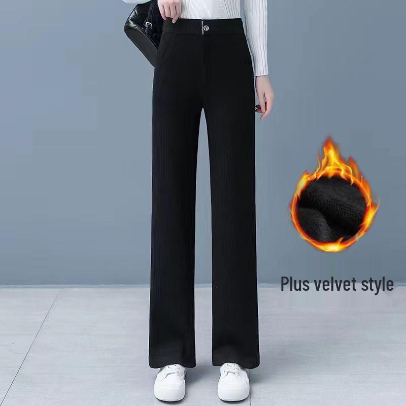Women's 2025 High-Waisted Chenille Straight-Leg Fleece-Lined Pants