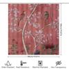 Vintage Bird Bathing Shower Curtain Decorative Home Decoration Pink Floral Design Bathroom Linen 72X84