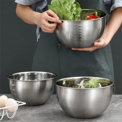 Stainless Steel Fruit Salad Bowls with Handle Metal Flour Egg Mixing Basin Kitchen Tableware Bowl Food Container Cooking Utensil