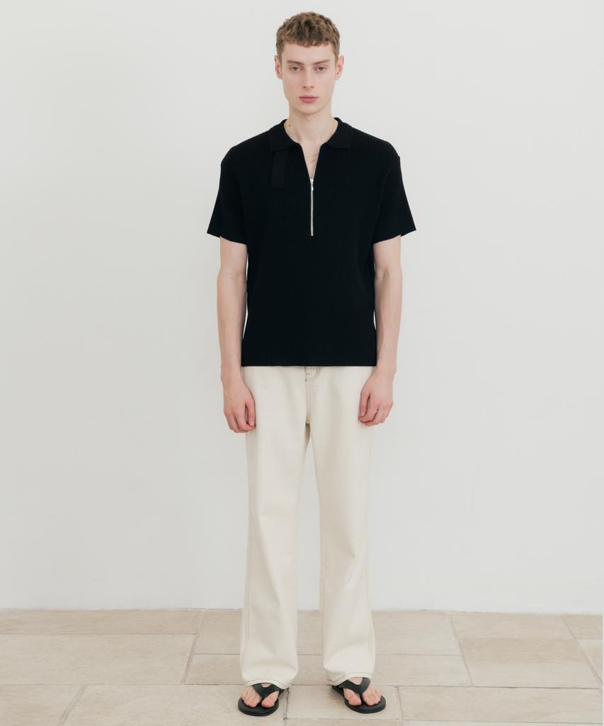 SSIN AND LEE Lounge Half Knit Polo Shirt Black