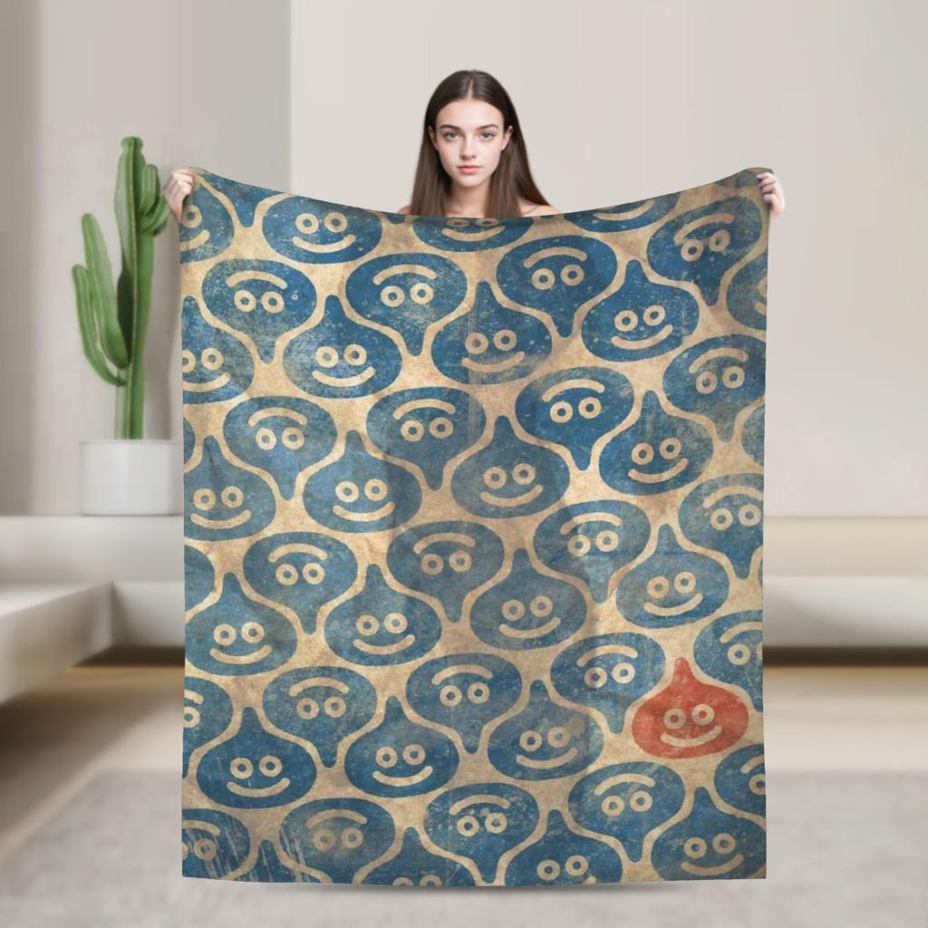 Dragon Quest Slime Face Blanket Quality Super Soft  Throw Blanket Winter Airplane Travel Bedroom Novelty Bedspread