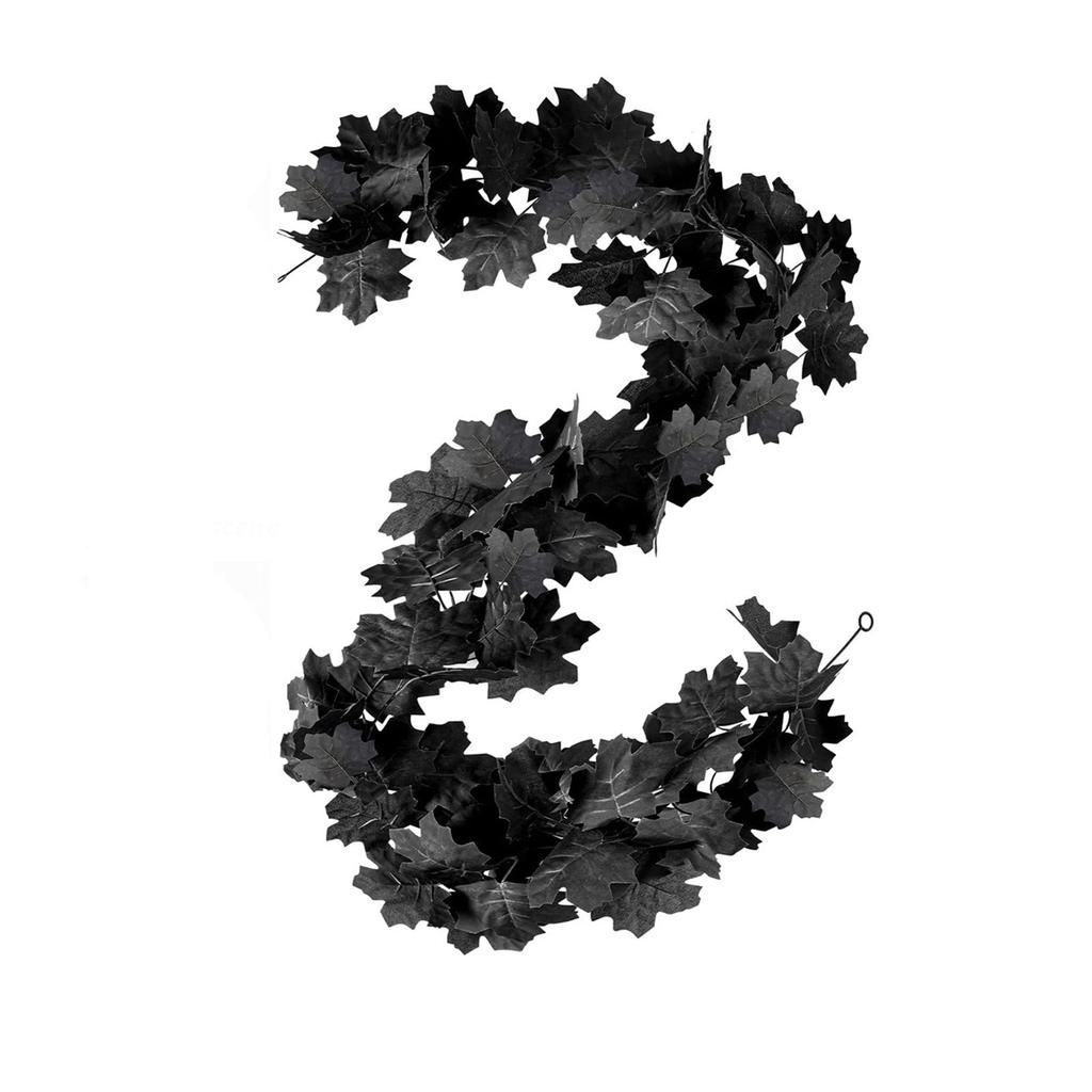 Black Leaf Garland Halloween Artificial Hanging Fall Leave Maple Vines Fall Floral Garlands Thanksgiving Decor For Home 170cm