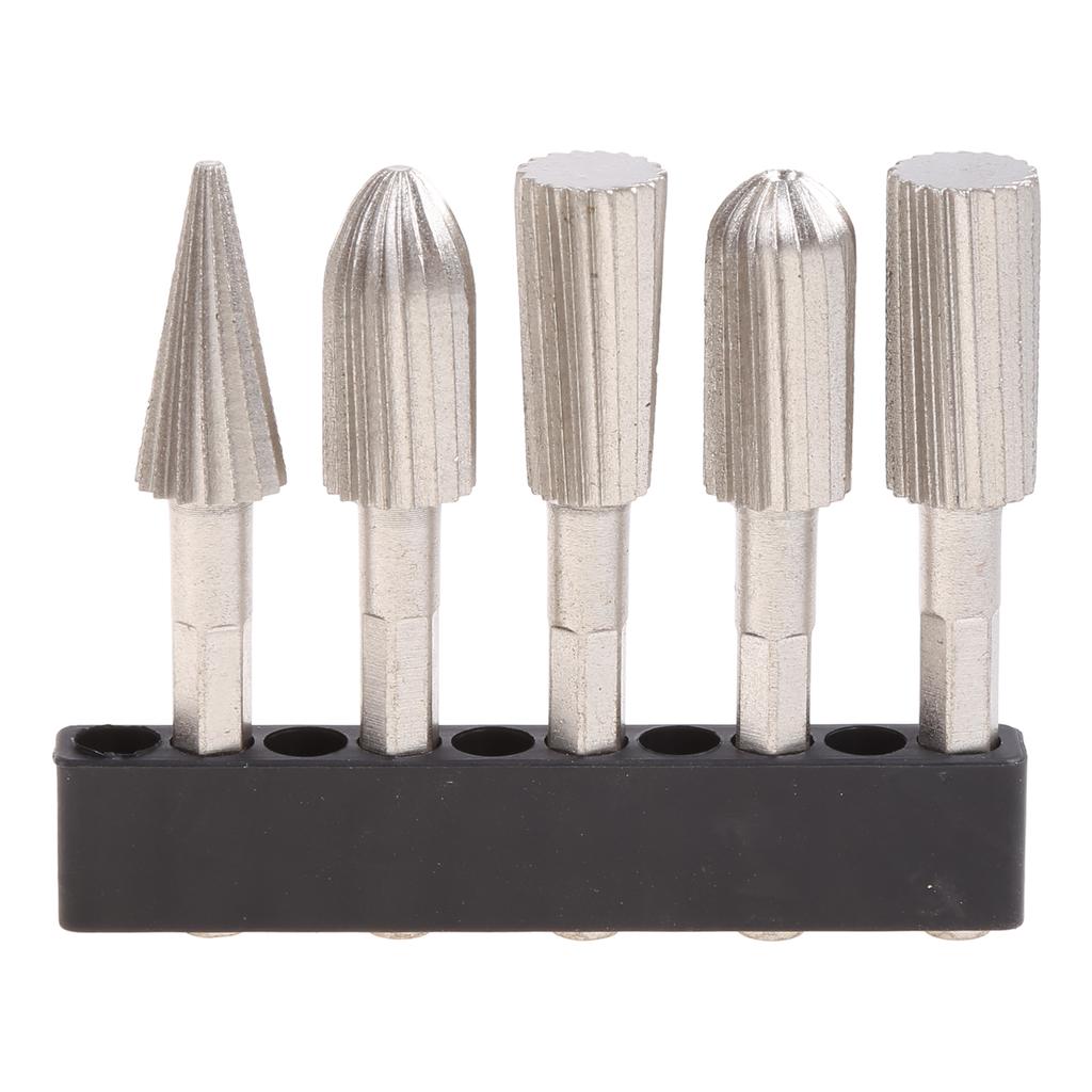 5 Pcs H.S.S. Burrs Rotary File 1/4"/6.35mm Rotary Rasp Cutte for DIY Woodworking