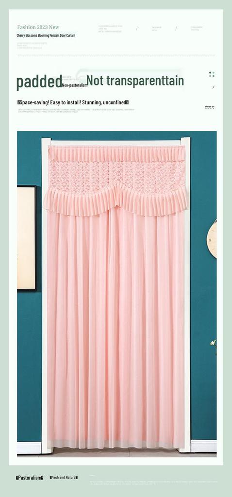 Lace Door Partition Curtain for Home – No-Drill, Double Layer, Transparent Gauze, Polyester, Anti-Mosquito.