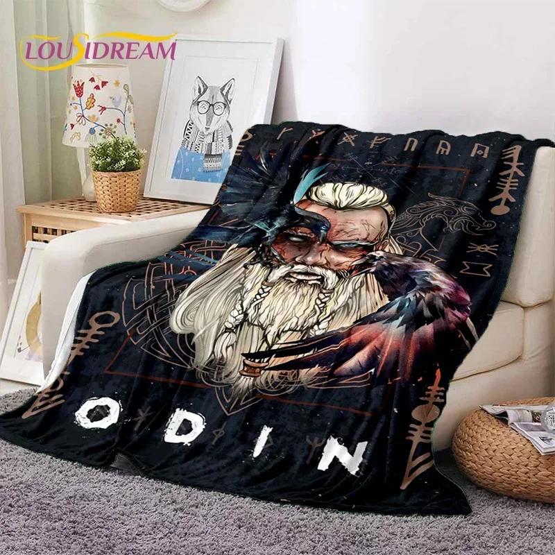 Nordic Viking Odin Valhalla Valknut Soft Flannel Blanket for Beds Bedroom Sofa Picnic,Throw Blanket for Outdoor Leisure Nap Gift