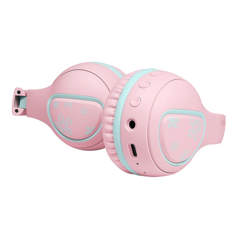 Wireless BT 5.4 headphones FOR children 85 dB microphone foldable pink