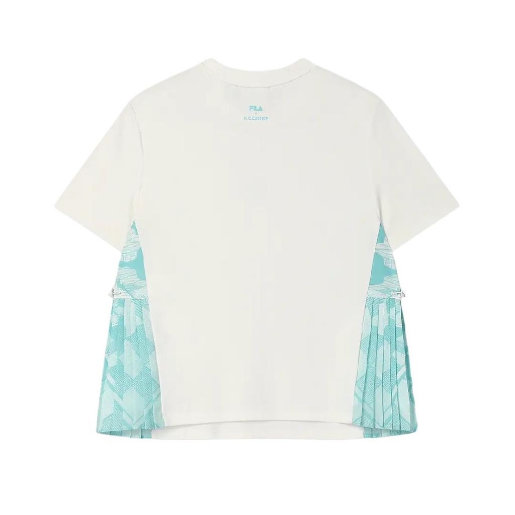 Fila X M.C. ESCHER Heritage Collection Fashion Casual Versatile Short Sleeve T-Shirt Women Tops Cloud-White F11W538103F-WT