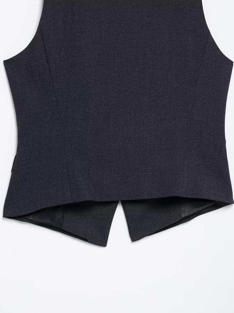 Vestă fără mâneci slim fit pentru femei, stil european și american, Primăvara 2025, Veston, Fustă și Pantaloni