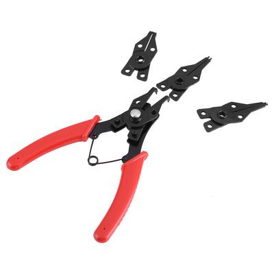 Multifunction 4 In 1 Snap Ring Pliers Set Circlip Combination Retaining Clip Hand Tool (Red)