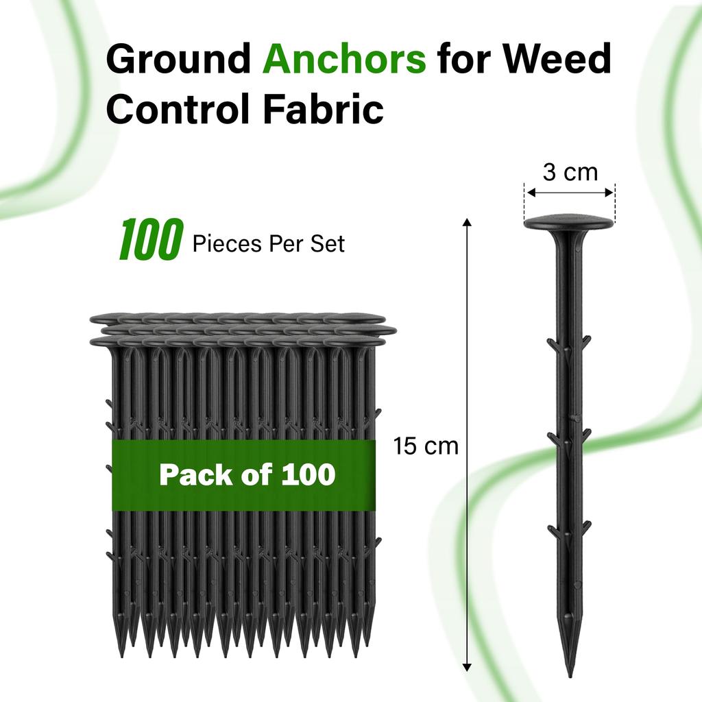 Gardenix Plastic Ground Anchors - Ø 3 For Weed Control Fabrics, Tents, Campsites, Very Strong Attachment - Uv Resistant