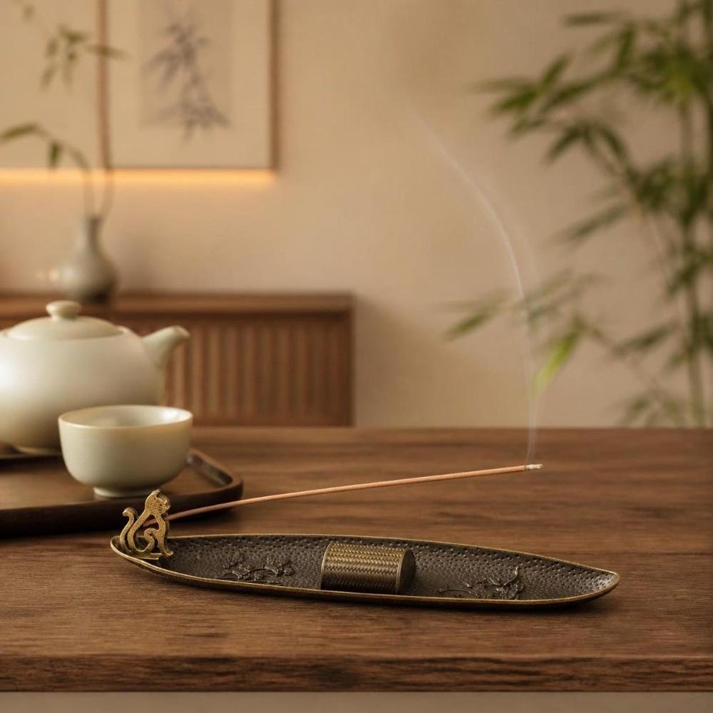 Chic Style Incense Burner Tray Metal Incense Censer Unique Aromatherapy Ornament Temple Burning