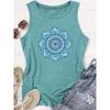 2026 New Spring & Summer Women's Round Neck Sleeveless Vest, featuring blue mandala geometric print.