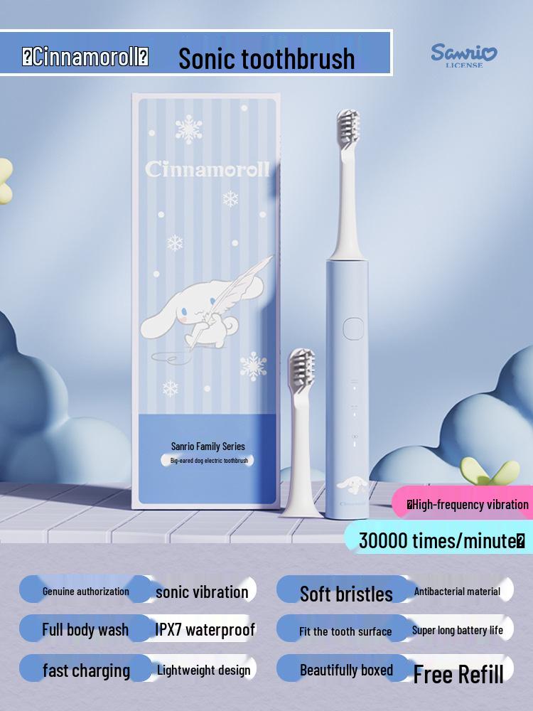 Sanrio Kuromi Wiederaufladbare Elektrische Zahnbürste für Kinder & Erwachsene - Weiche Borsten, Niedliches Design