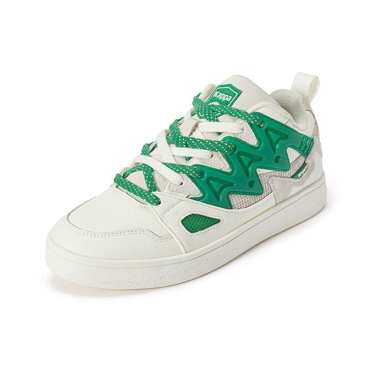 Kappa Trendy Deconstructed Bread Shoes Non-Slip Wear-Resistant Low-Top Skate Shoes Unisex sneakers White Green K0CY5CS21D-0106B