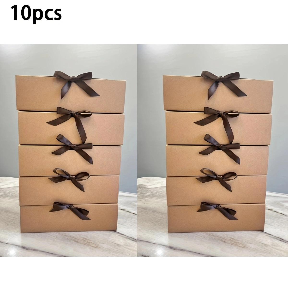 10 scatole regalo per matrimonio, grandi scatole regalo in carta Kraft per gioielli, scatole regalo nere con nastro per damigelle d'onore, scatole regalo di compleanno 10pcs marrone