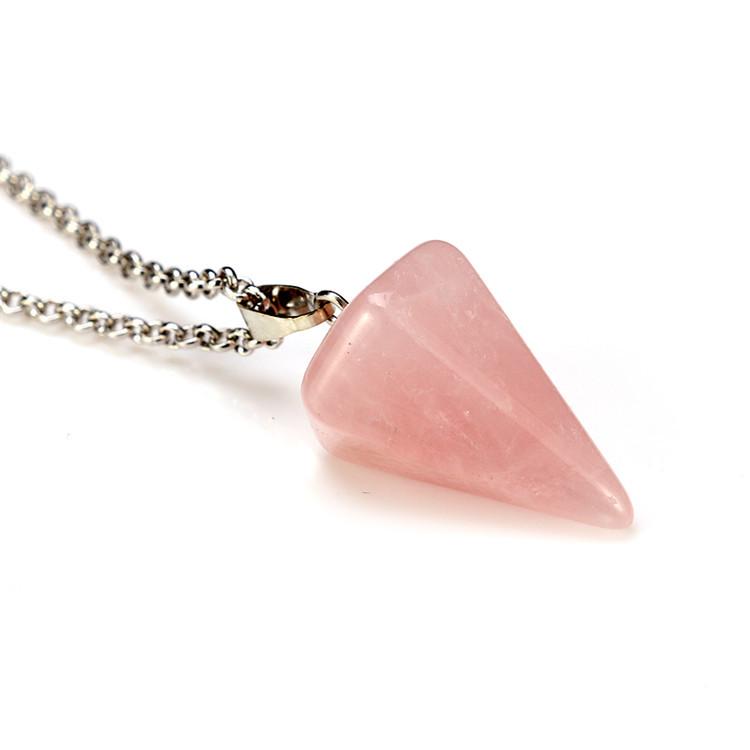 1pc Natural Stone Hexagonal Pendant Chain Necklace Taper Soul Swing Bullet Crystal Necklace For Men And Women
