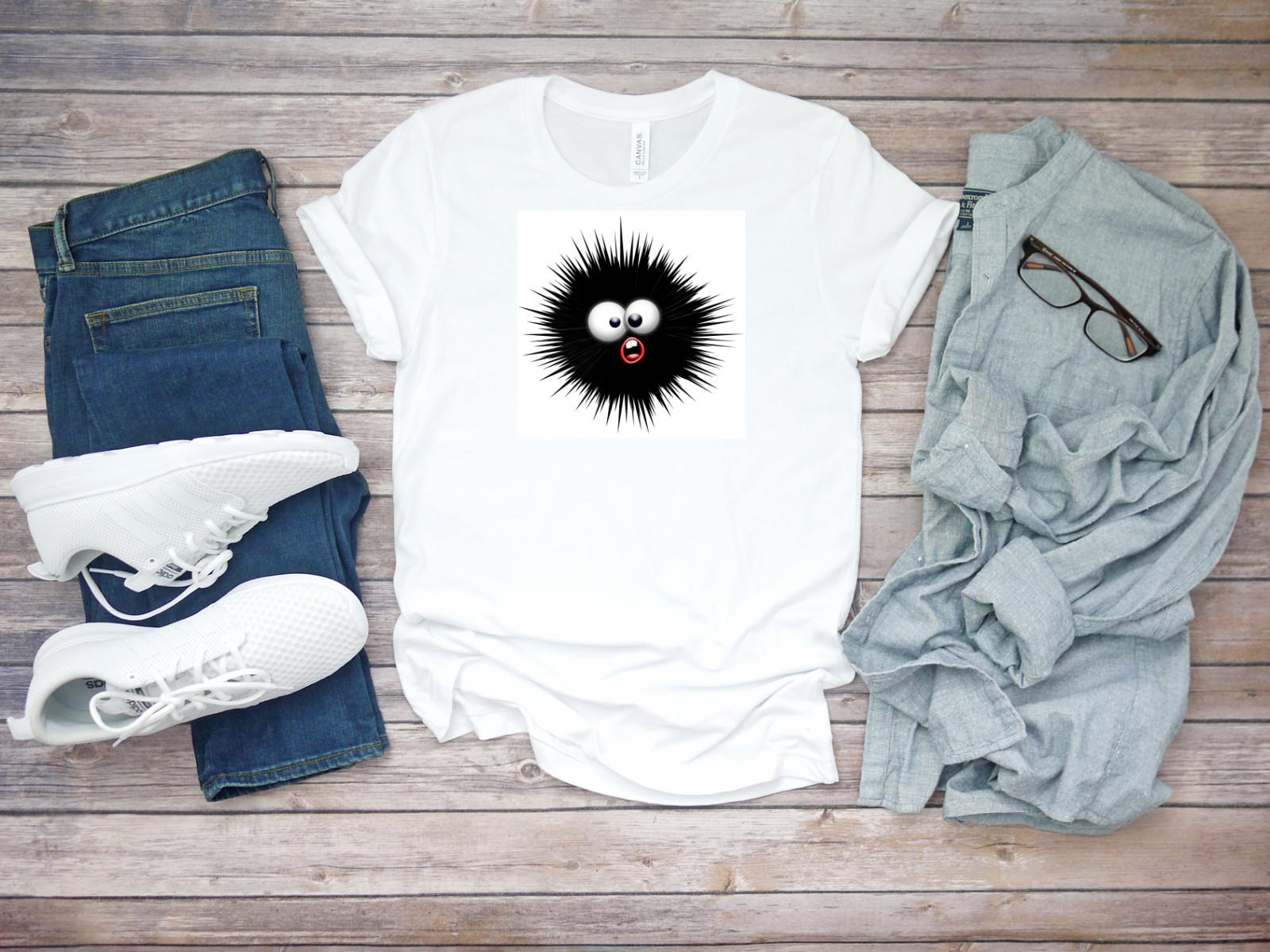 Black Cute puzzled creature Short Sleeve White Men T-shirt K1020 XXXL