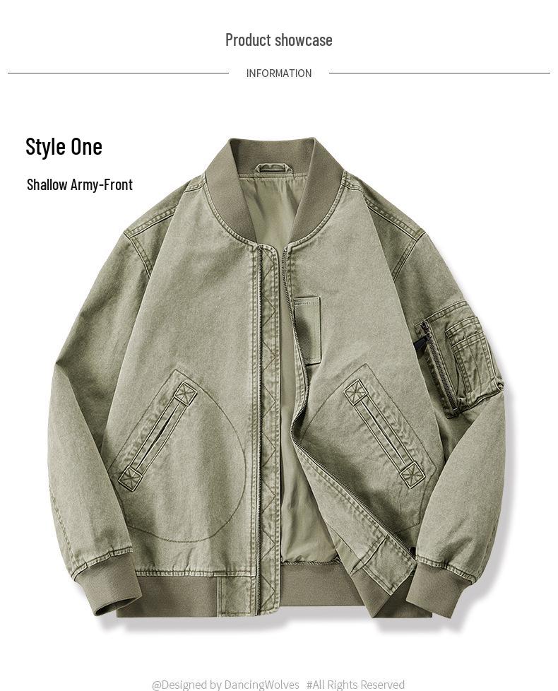 Men's Cotton Flight Jacket - Casual Air Force Baseball Collar Outerwear