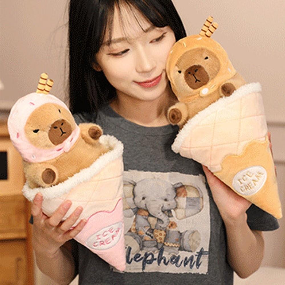Ice Cream Cone Capybara Plush Toy Detachable Capybara Stuffed Doll  Kids Birthday Gift