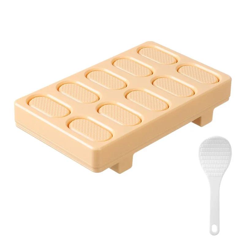 

2025 Hot 10 In 1 Sushi Press Mold Rectangular Maker Press Mini Japanese Onigiri Sushi Rice Ball Mold DIY Sushi Maker Kit жовтий